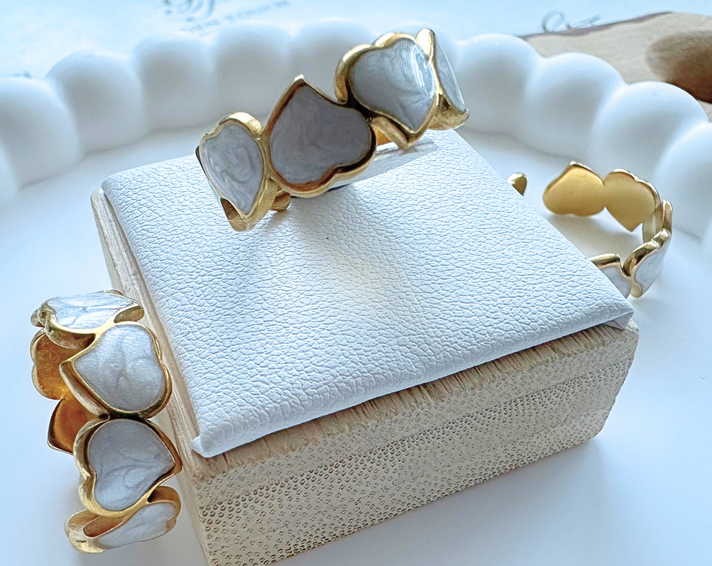 Golden Hearts Mother of Pearl Ring (Adjustable)