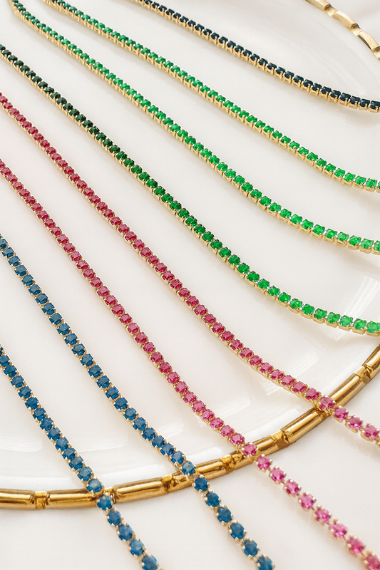 Gold Tennis Bracelet Zircon Color - Adjustable