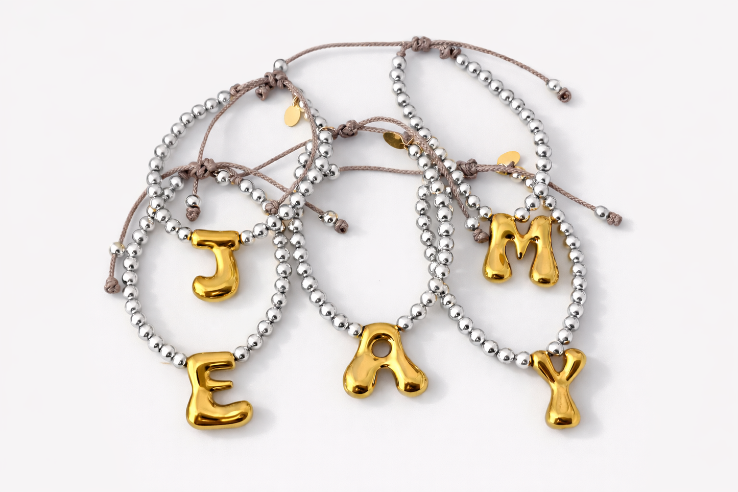 Gold Initial Beaded Bracelet