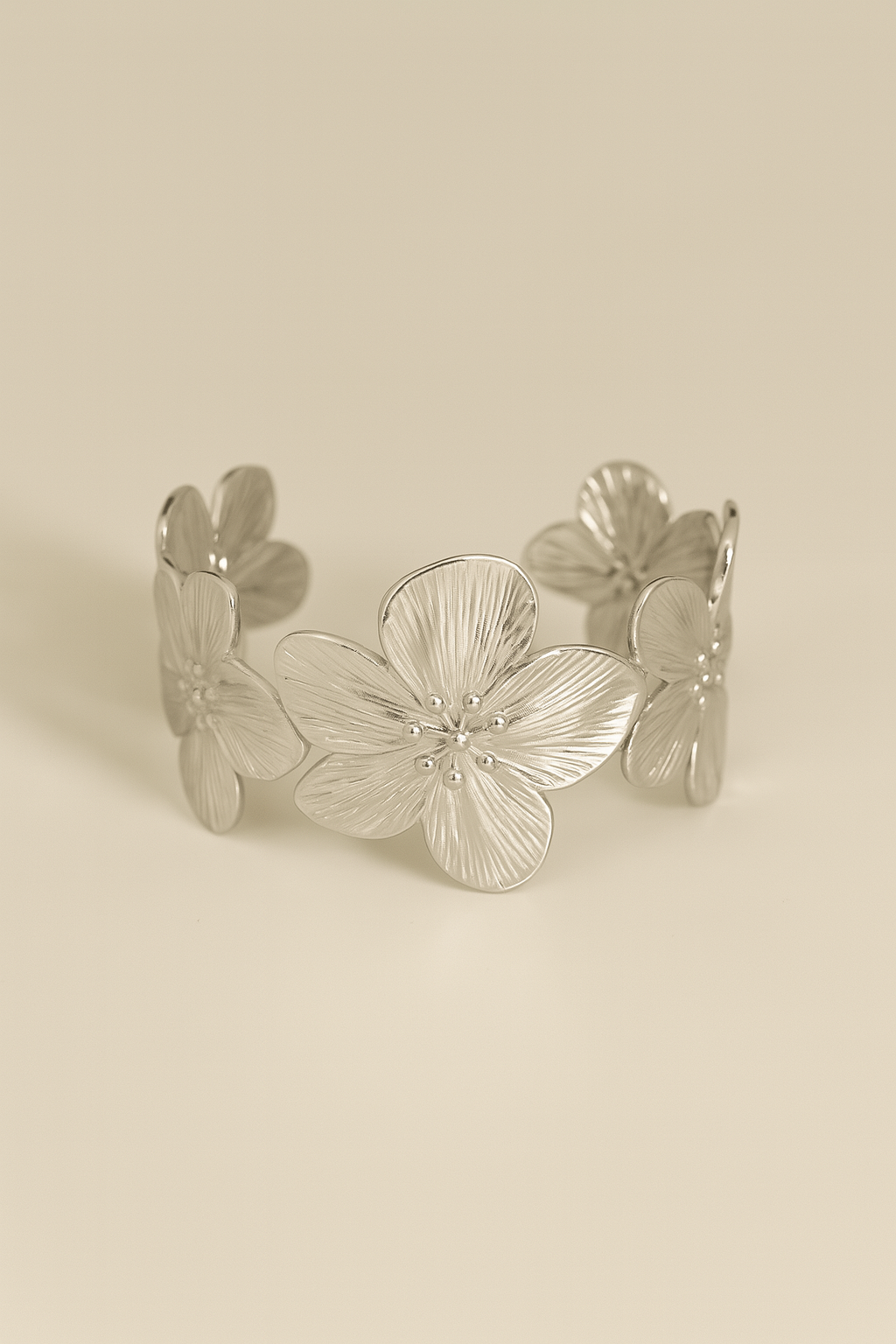 Flower Cuff Bracelet Gold Silver