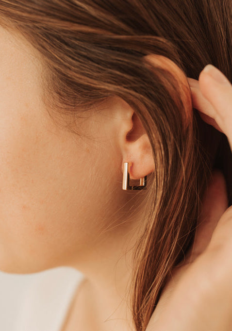 Gold Soft Edge Square Hoops