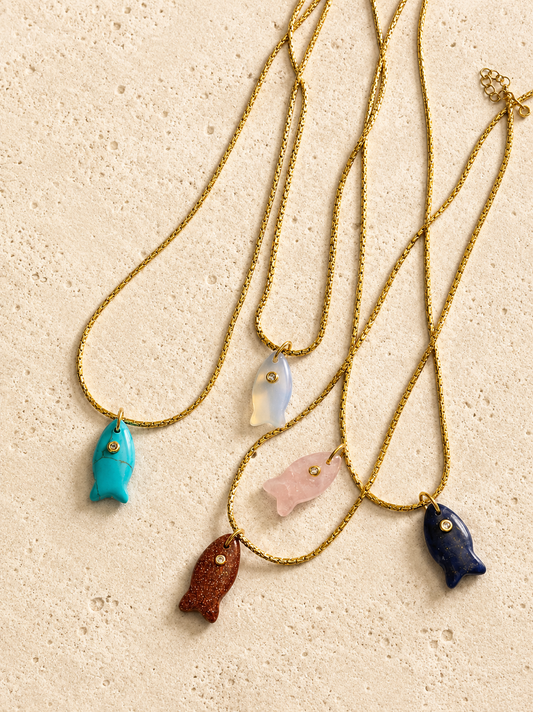 Fish Pendant Necklace Gemstone