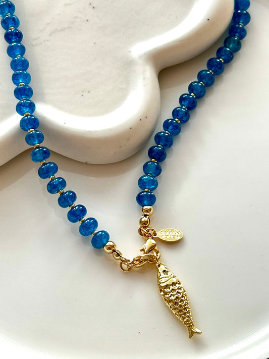 Azure Blue wave Beaded Necklace
