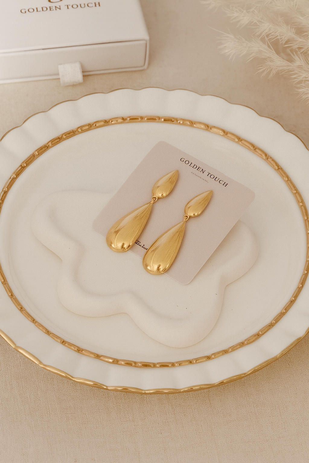 Gold Double Teardrop Earrings