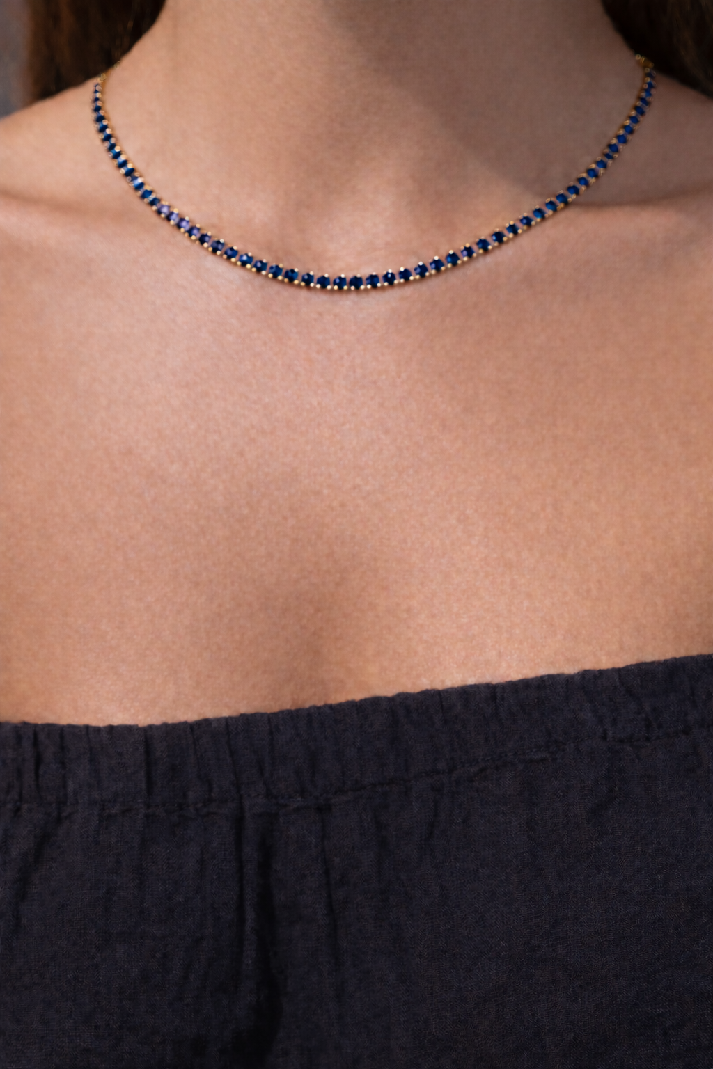 Gold Color Tennis Necklace Gold