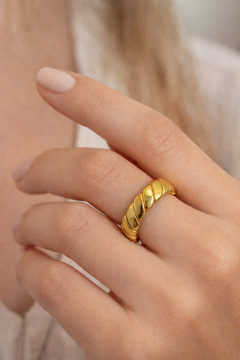 Twisted Rope Gold Adjustable Ring
