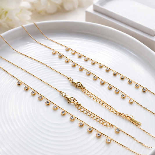Shakira Gold Drop Chain Charms Necklace