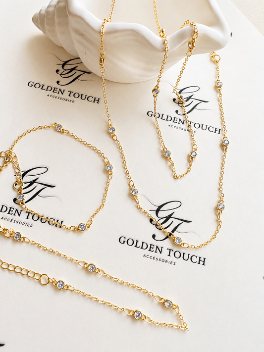 Cecilia Gold Zircon Station Bracelet – 18K Gold Plated Dainty Bracelet
