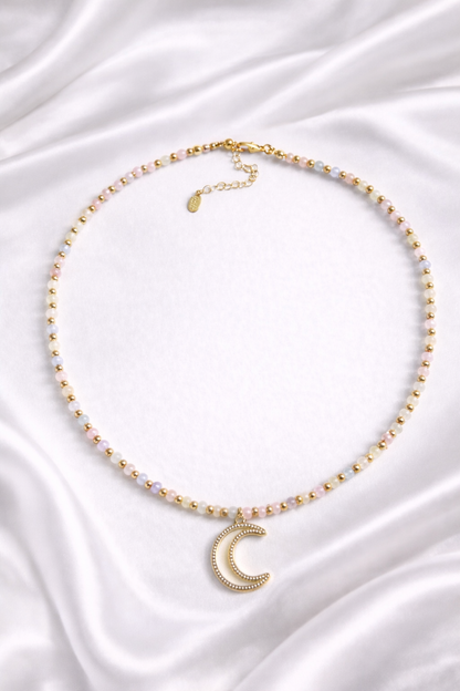 Pastel Gemstone Necklace | Bracelet– Gold Beaded