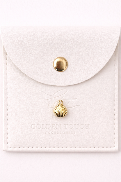 tiny sea shell in gold for necklace charm pendant