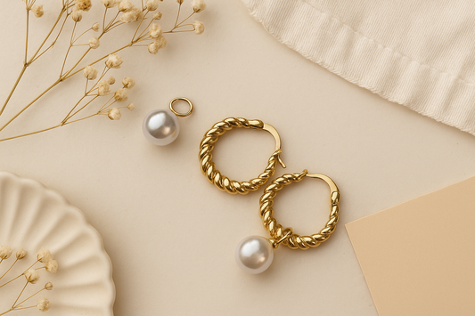 Sarai Braided Pearl hoops