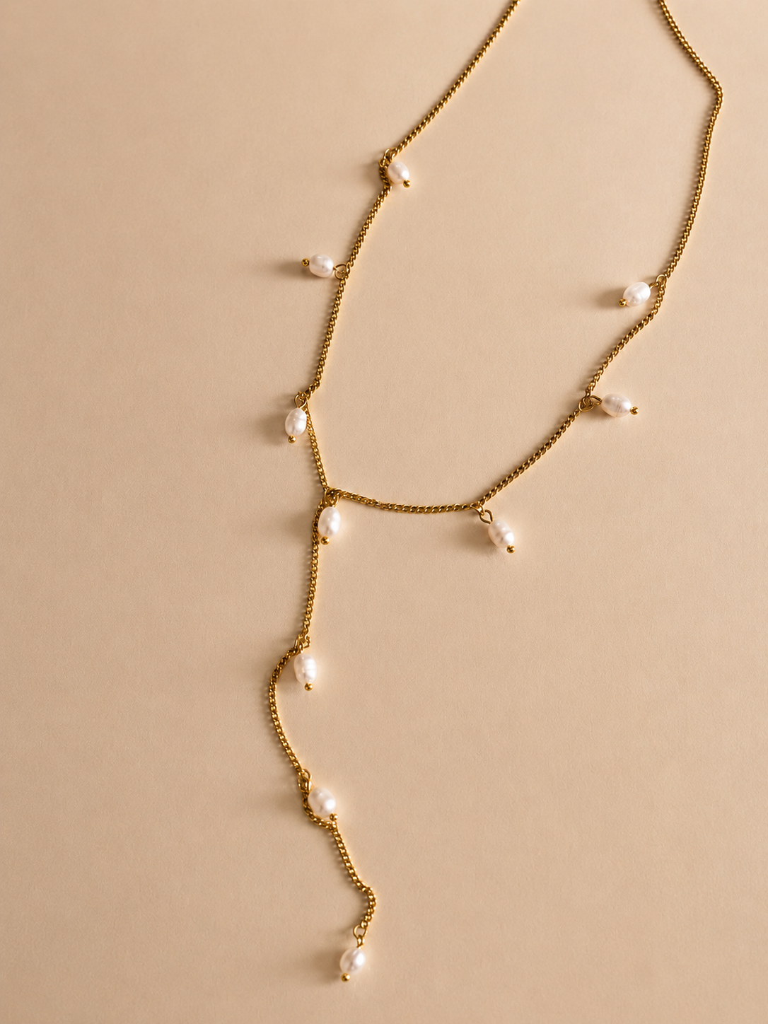 Summer Pearls Lariat Necklace - Beachy Chic Waterproof Jewelry