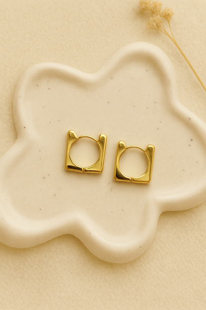 Gold Soft Edge Square Hoops