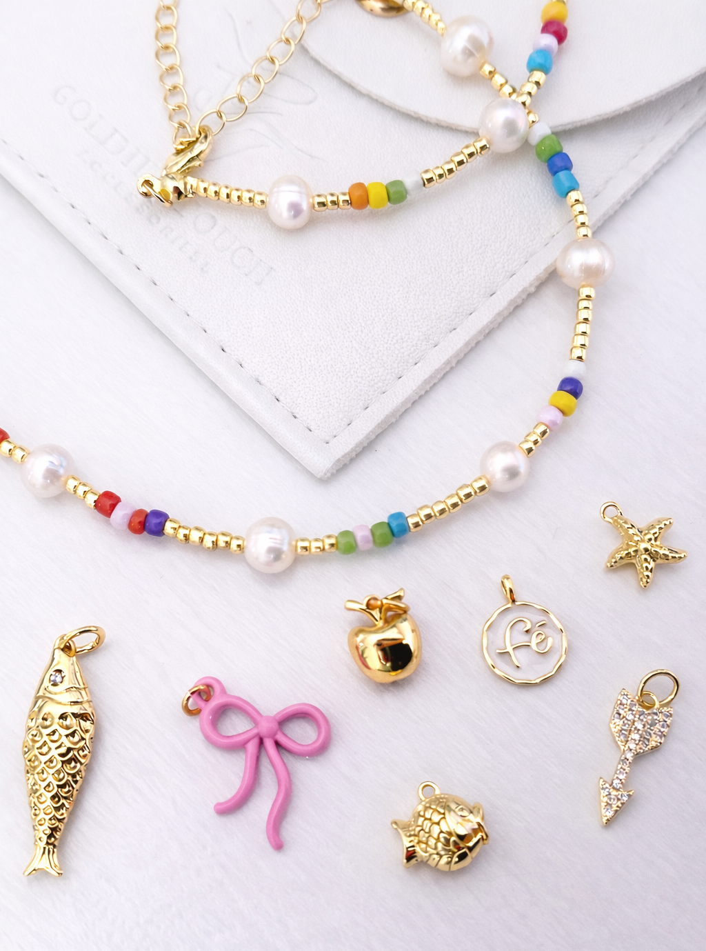 Golden Confetti Pearl Necklace