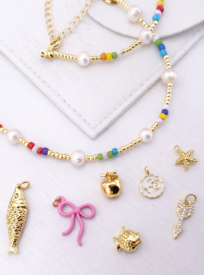 Golden Confetti Pearl Necklace