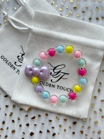Bubble Gum Bow Kids Bracelet