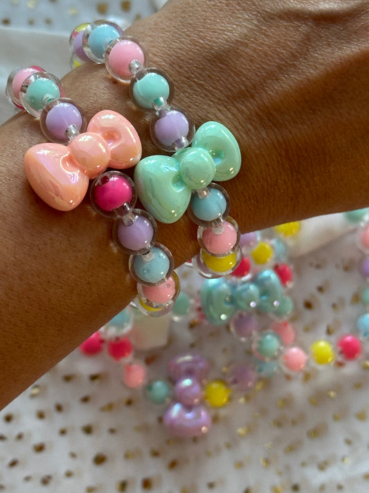 Bubble Gum Bow Kids Bracelet