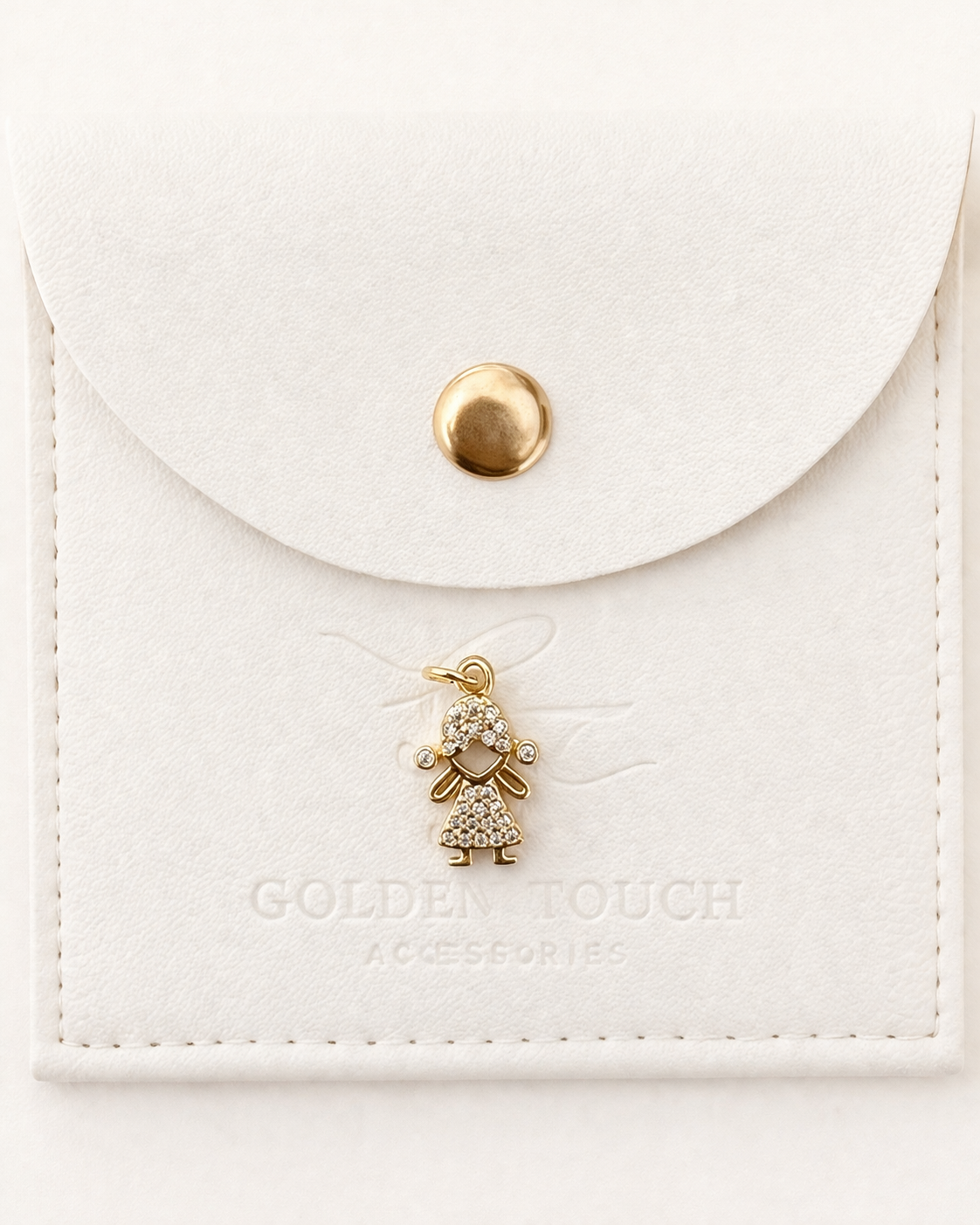 girl gold charm with zirconia details 