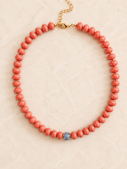 Coralia Necklace | Coral Gemstone Beaded Necklace