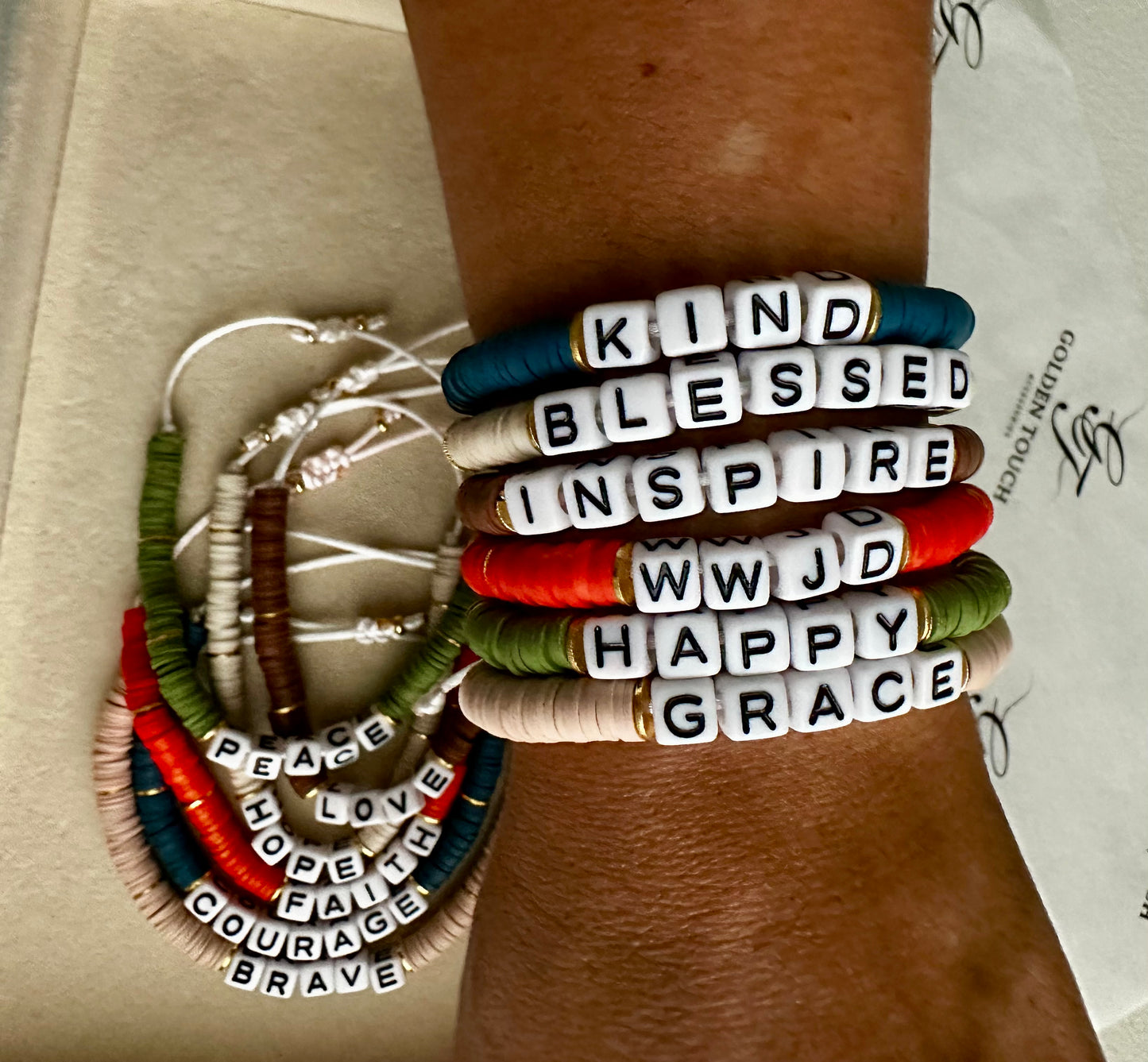 Golden Wordplay Bracelets