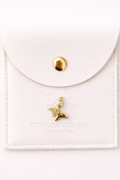 Whale tail in gold charm pendant