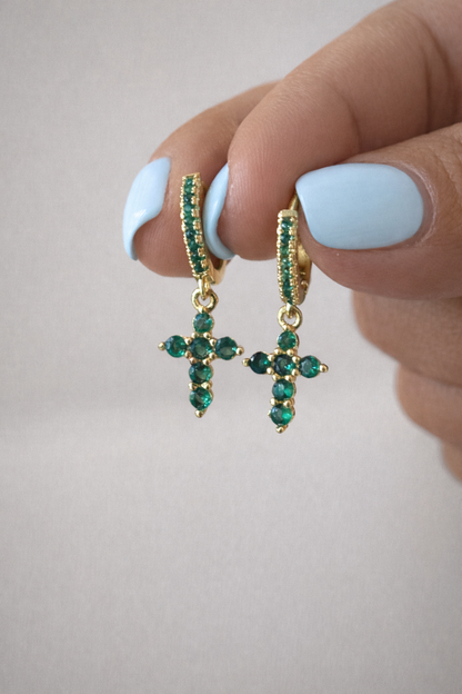 Dainty Crystal Cross Huggies