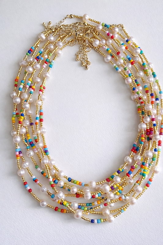 Golden Confetti Pearl Necklace