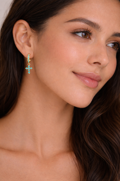 Dainty Crystal Cross Huggies