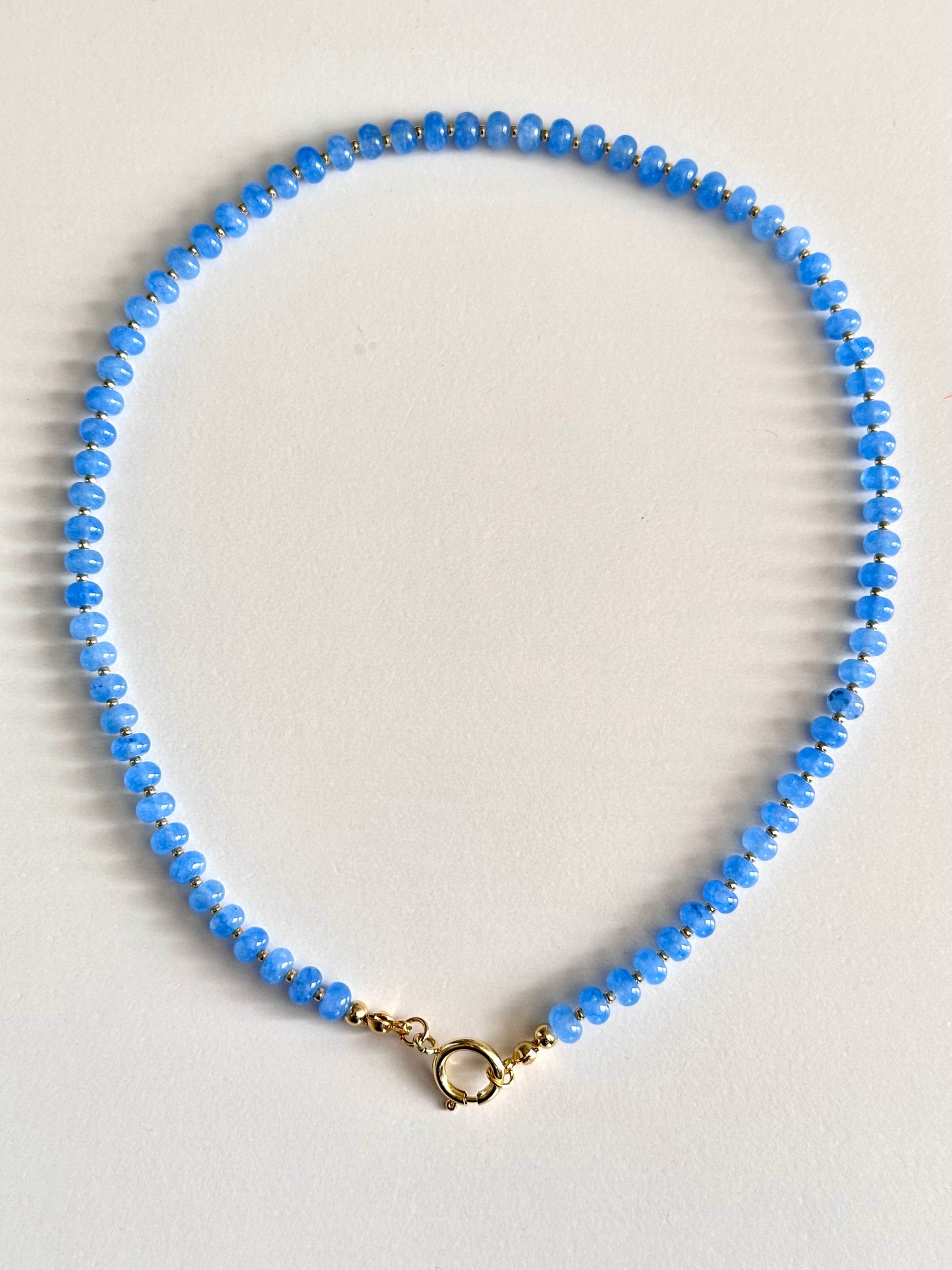 Ocean Blue Beaded Necklace with Gold Starfish Charm (Must-Have)
