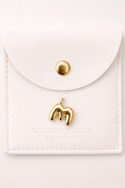 medium gold chunky letter M charm pendant. Letter charms 