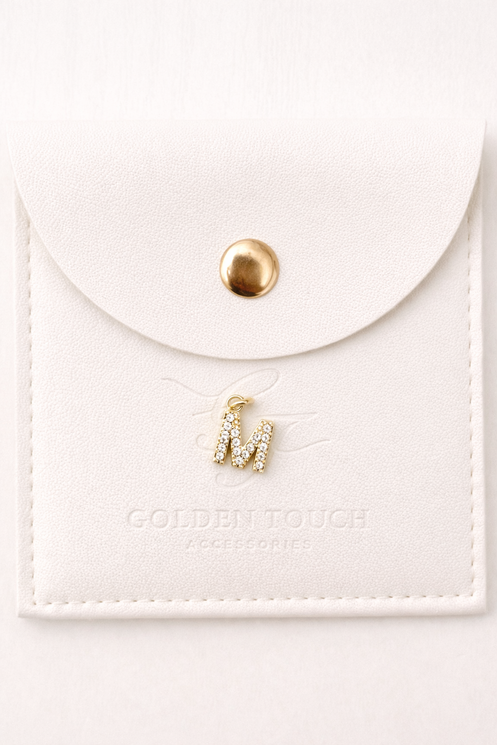 mini letter initial charms, all letters available, mini M with zirconia details harms pendant 