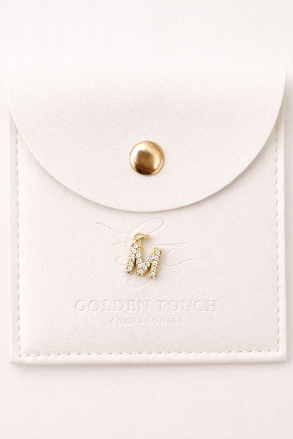 mini letter initial charms, all letters available, mini M with zirconia details harms pendant 