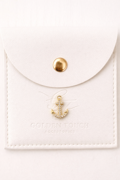 Anchor gold with zirconia details charm