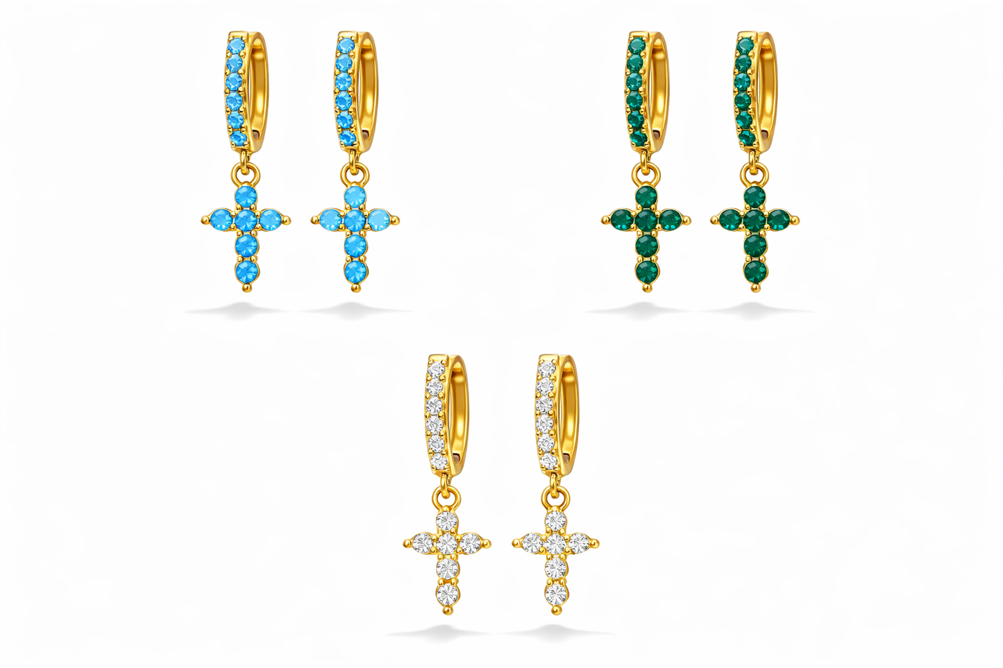 Dainty Crystal Cross Huggies
