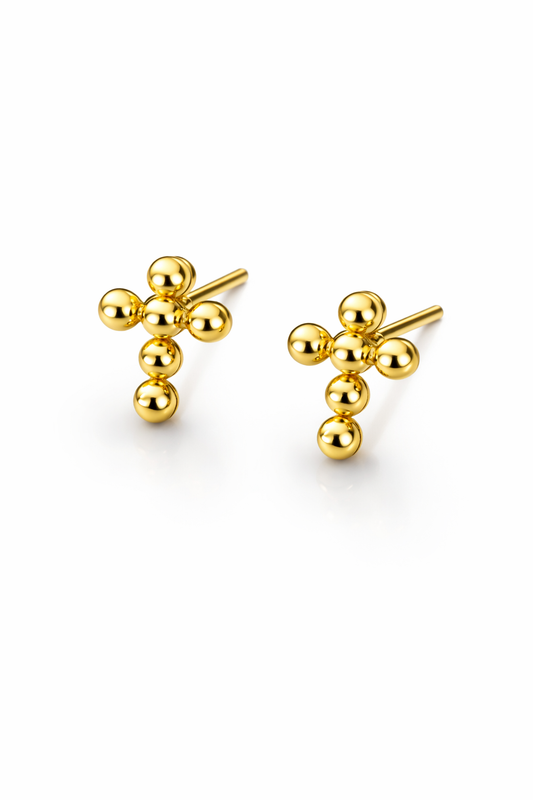 Minimal Gold Cross Stud Earrings
