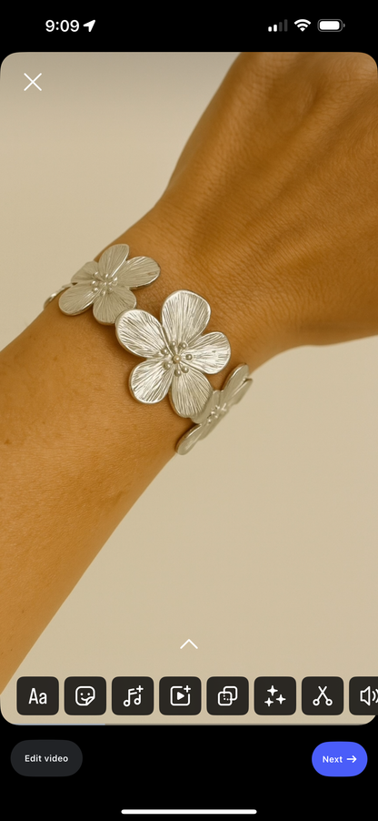 Open Flower Cuff Bracelet