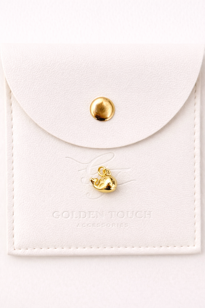 tiny gold chubby whale for necklace charm pendant 