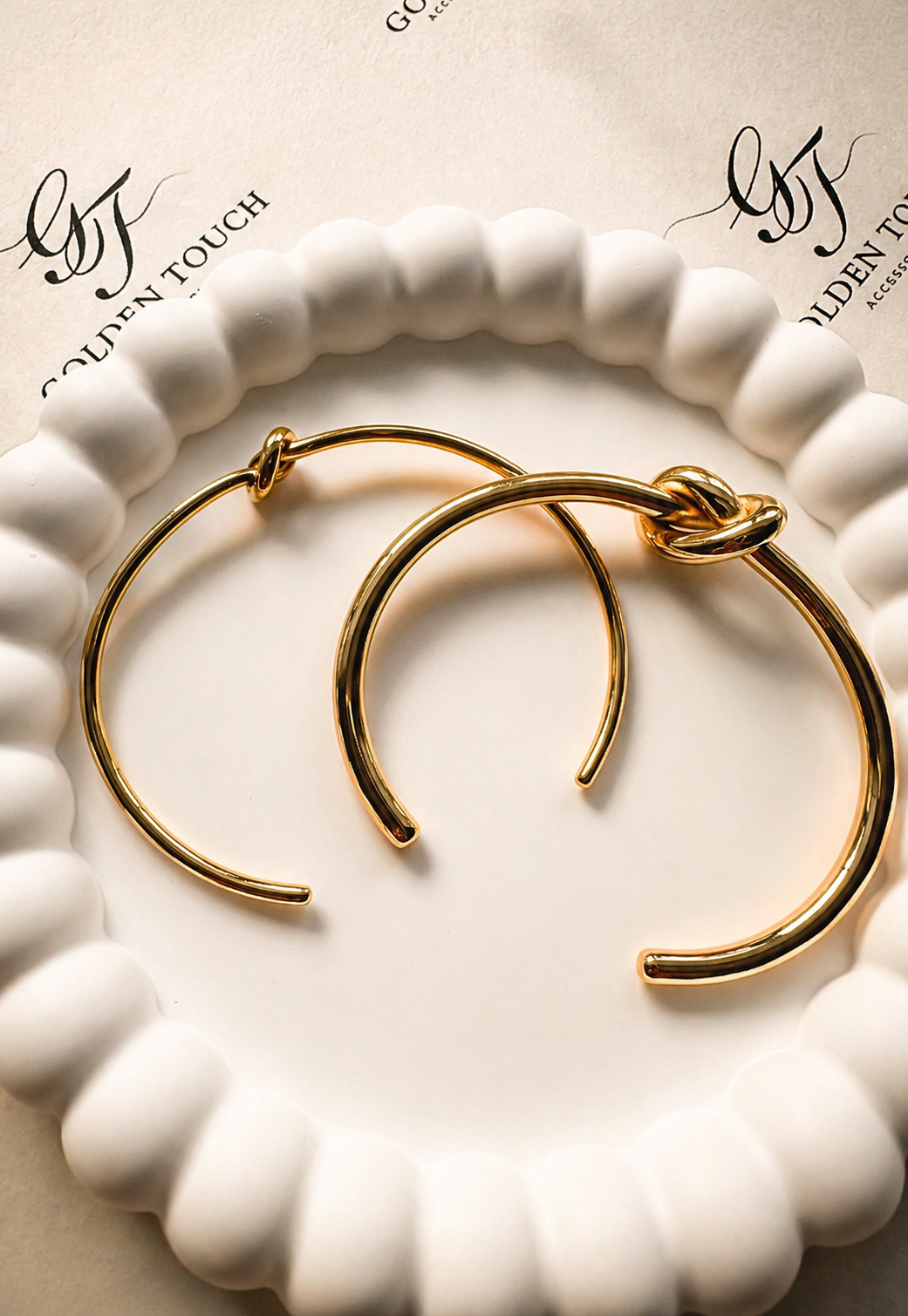Gold Knot Cuff Bracelet – 18K Gold Plated Stainless Steel (Adjustable | 2mm, 3mm, 4mm)