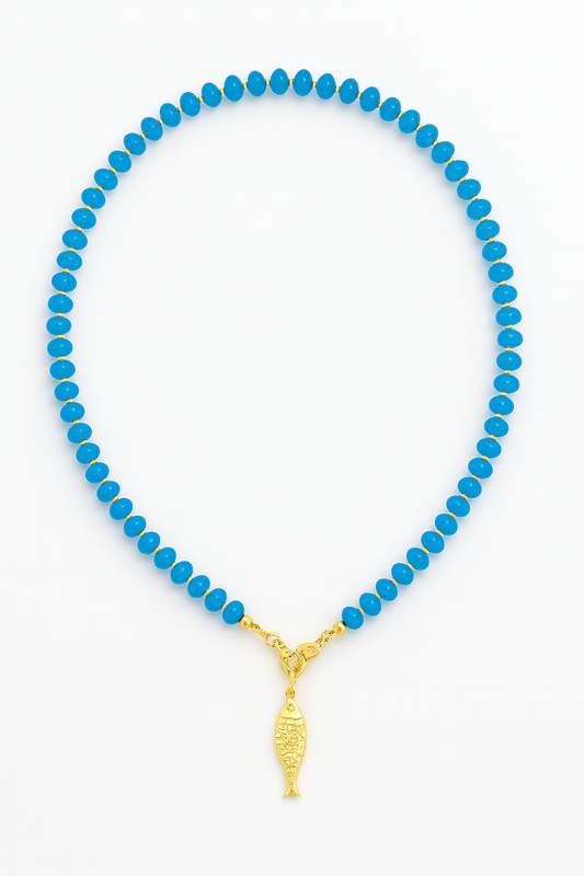 Azure Blue wave Beaded Necklace