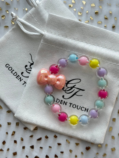 Bubble Gum Bow Kids Bracelet
