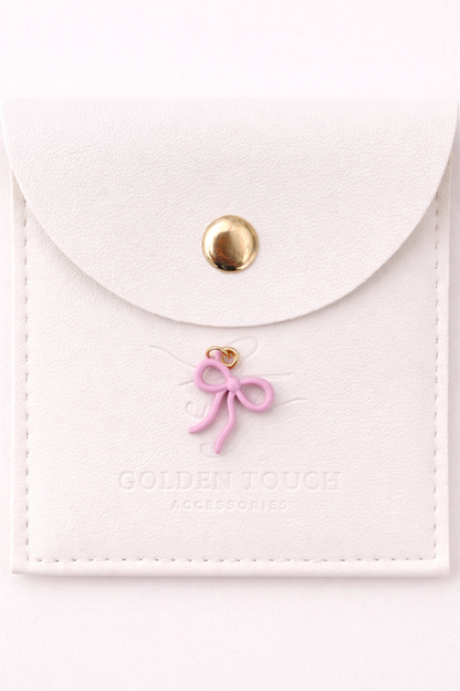 Pink bow charm pendant