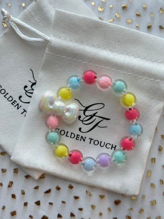 Bubble Gum Bow Kids Bracelet
