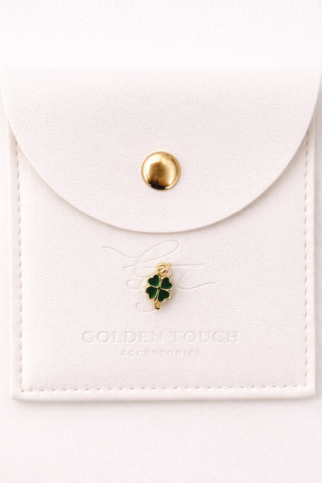 tiny four clover charm pendant in green. 