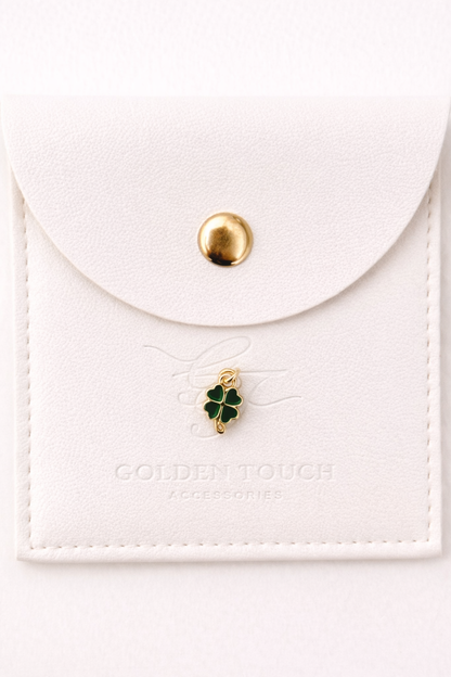 tiny four clover charm pendant in green. 