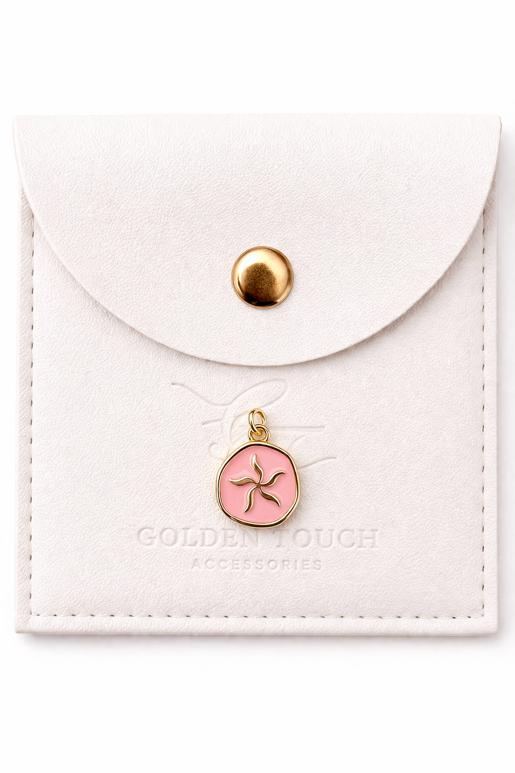 sea star shell round pendant in coral background 