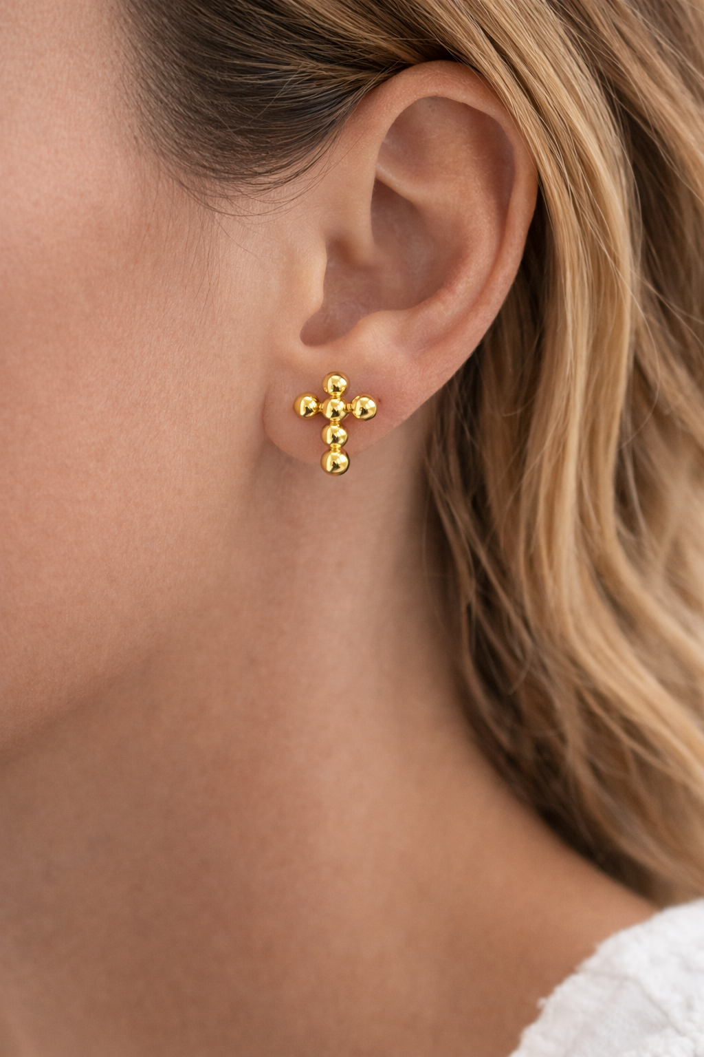 Minimal Gold Cross Stud Earrings