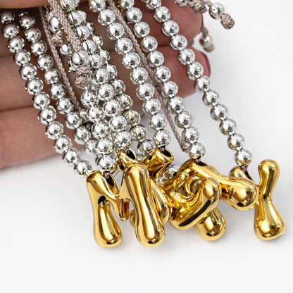 Gold Initial Beaded Bracelet