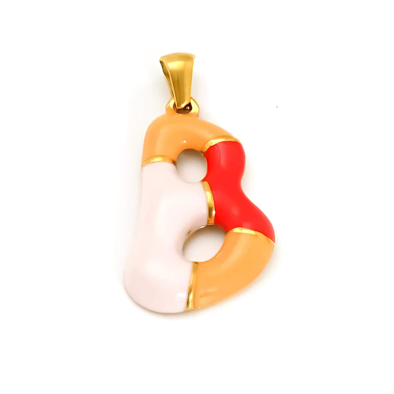 Custom Enamel Initial Necklace  – Miami Inspired Colors Stainless Steel