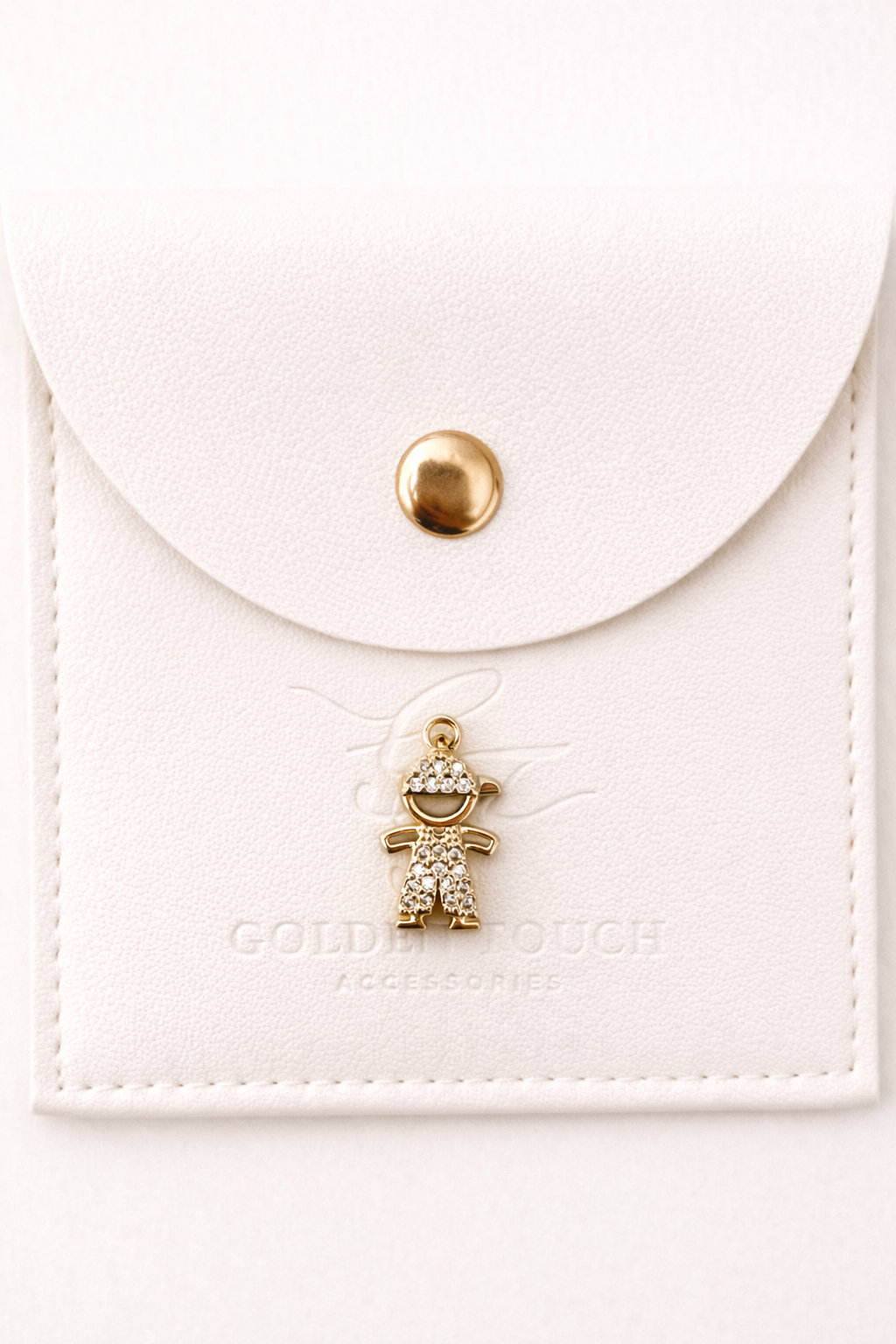 boy with zirconia details gold charm 