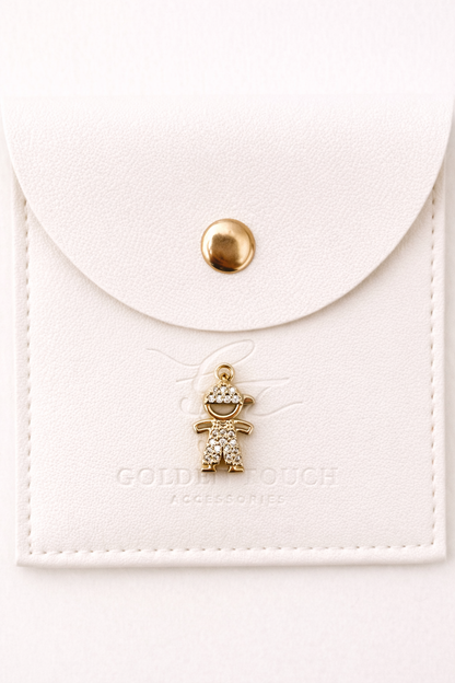 boy with zirconia details gold charm 